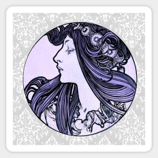 Vintage Twenties Girl - Alphonse Mucha Sticker